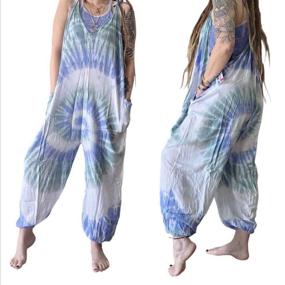 Kathmandu Imports Harem Jumpsuit Tie Dye Bohemian Hippie Y2K 90s Beach ONE SIZE